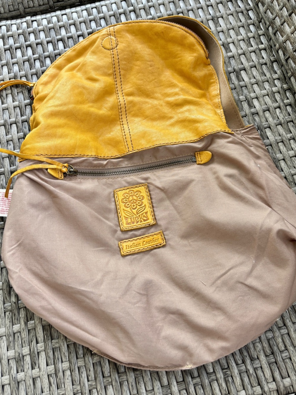 Lucky Brand Yellow Genuine Lamb Leather - Slouchy Shoulder Bag - Picture 8 of 15